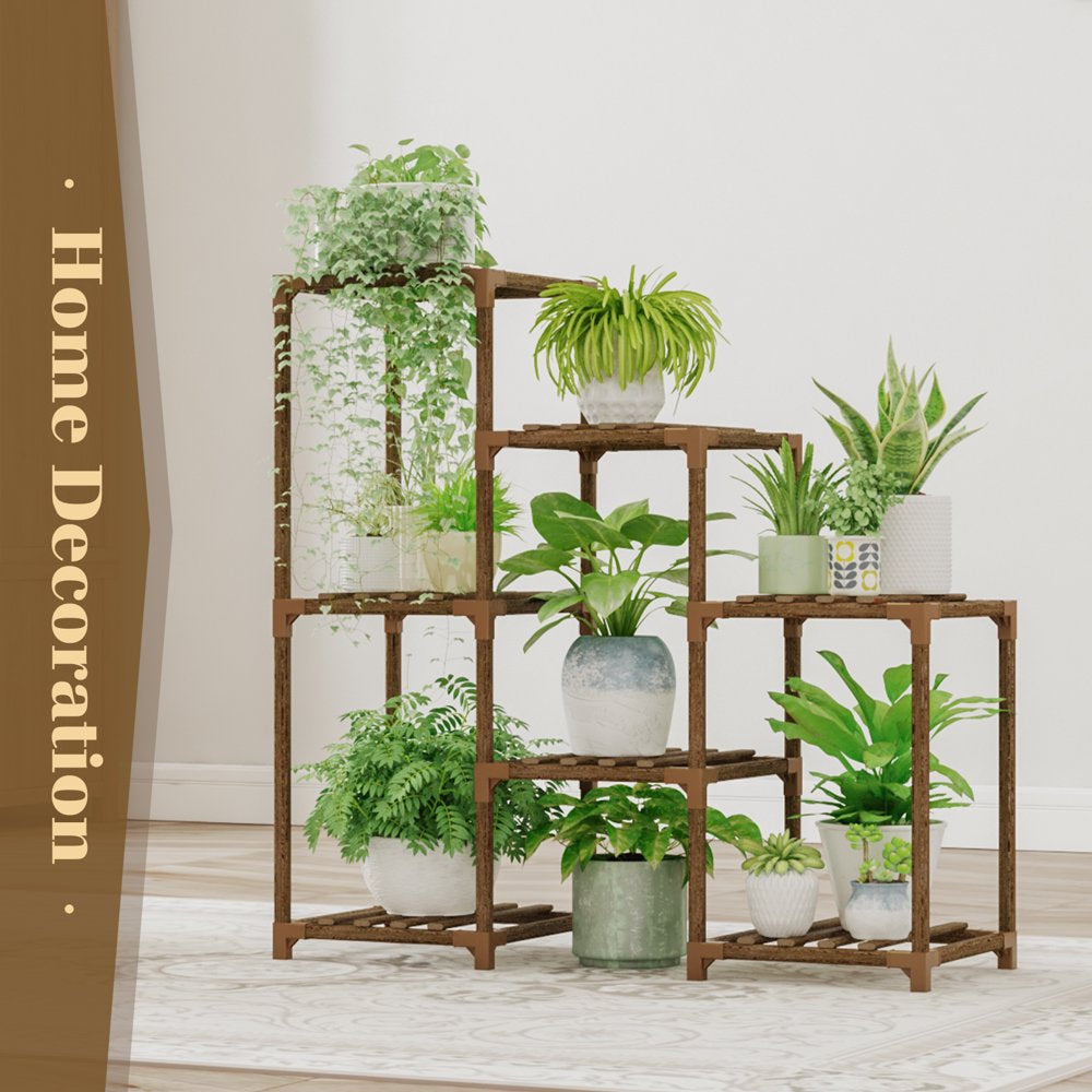 Plant Stand Outdoor Black Plant Shelf Indoor Tiered Plant Table for Multiple Plants 3 Tiers 7 Potted Ladder Plant Holder Table Plant Pot Stand for Window Garden Balcony Living Room