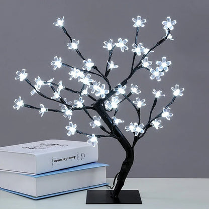 LED Tree Table Lamp Cherry Blossom Glowing Tree Light DIY Branches Festival for Home Christmas Wedding Night Light Decor