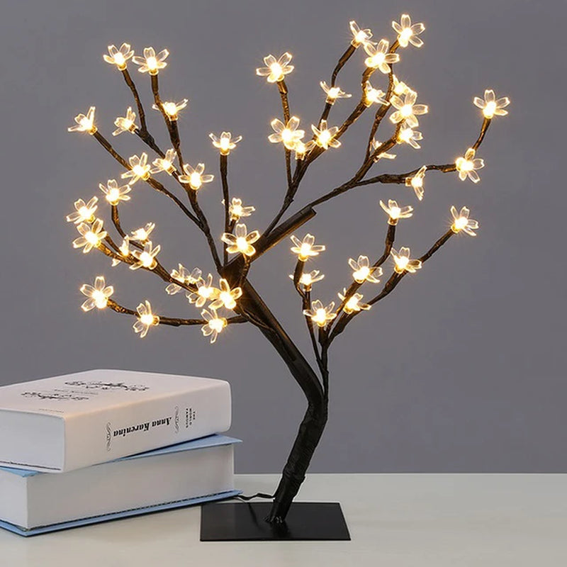 LED Tree Table Lamp Cherry Blossom Glowing Tree Light DIY Branches Festival for Home Christmas Wedding Night Light Decor