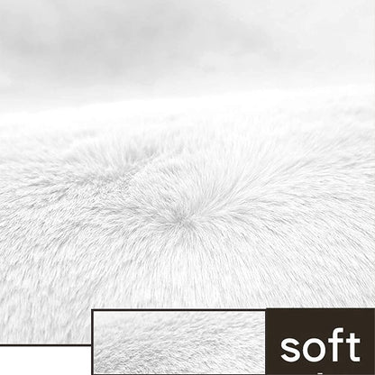 Ultra Soft round Faux Fur Area Rug for Bedroom 3X3 Fluffy Plush Circle Rug Shaggy Circular Rug Floor Carpet Mat for Teens Girls Baby Nursery Room,Dorm, White