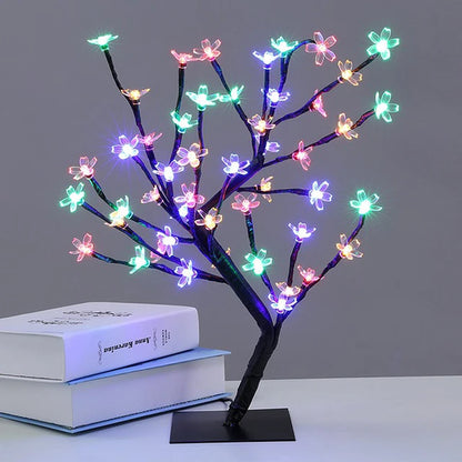 LED Tree Table Lamp Cherry Blossom Glowing Tree Light DIY Branches Festival for Home Christmas Wedding Night Light Decor