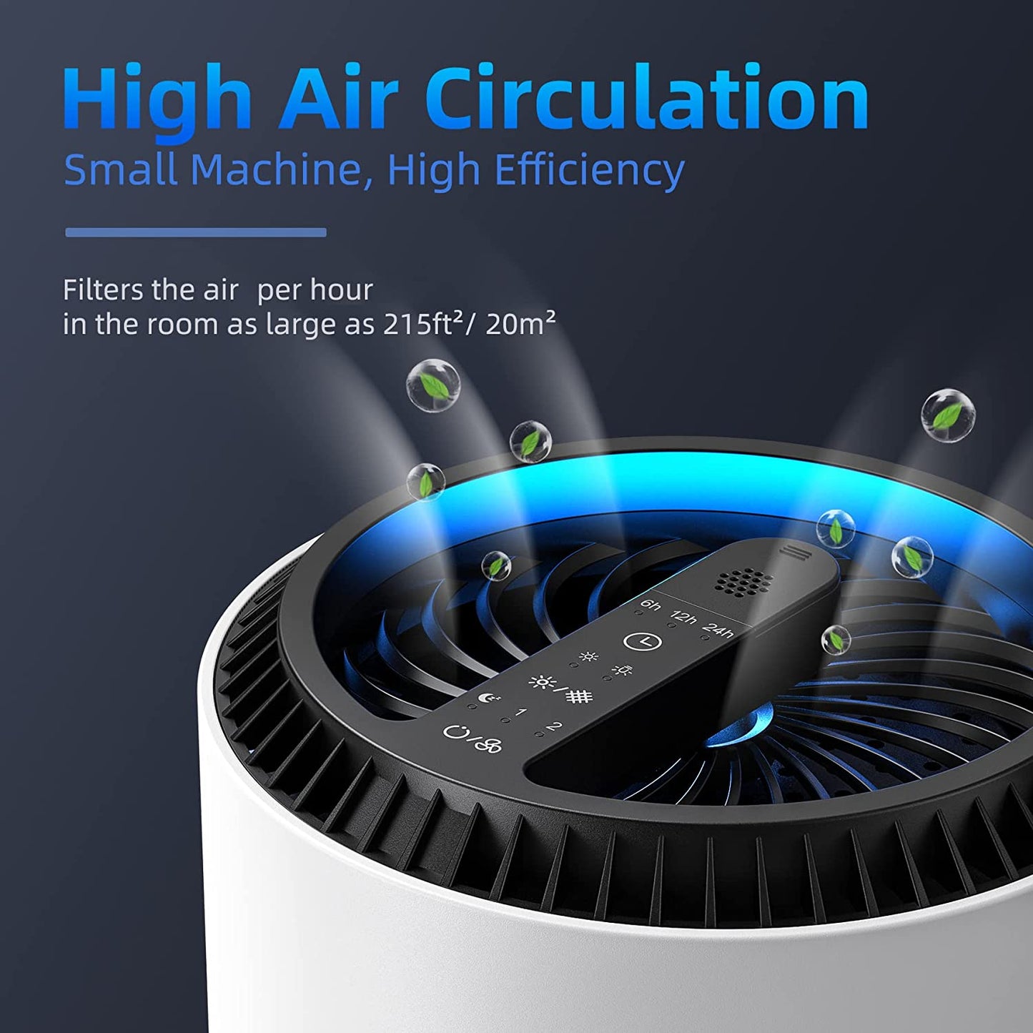 Air Purifiers for Home, HEPA Air Purifiers Air Cleaner for Smoke Pollen Dander Hair Smell Portable Air Purifier with Sleep Mode Speed Control for Bedroom Office Living Room, MK01- White