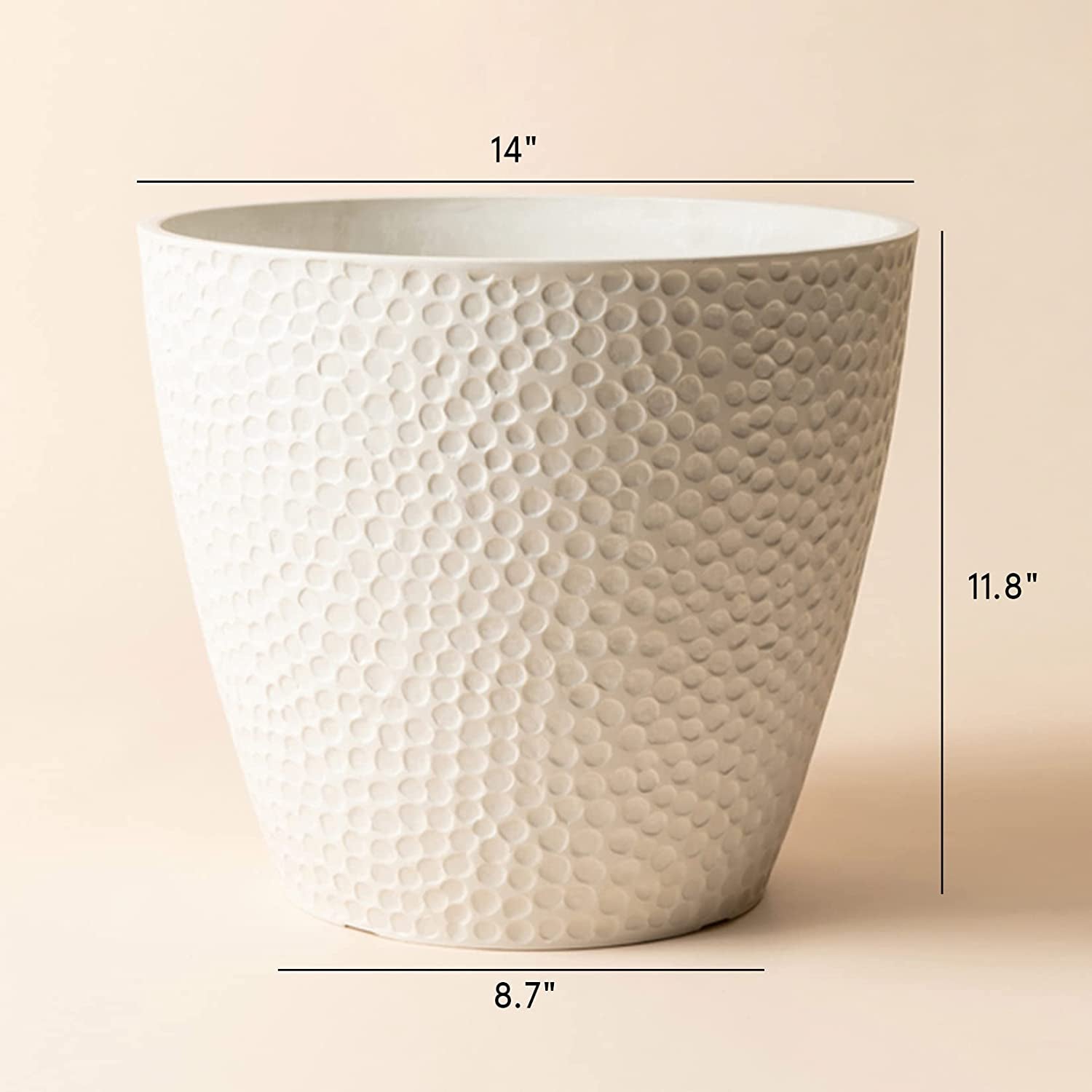 Outdoor Indoor Tree Planters - 14 Inch Large Planter Flower Pots,Modern Decorative White Plant Pot for House Plants,Honeycomb